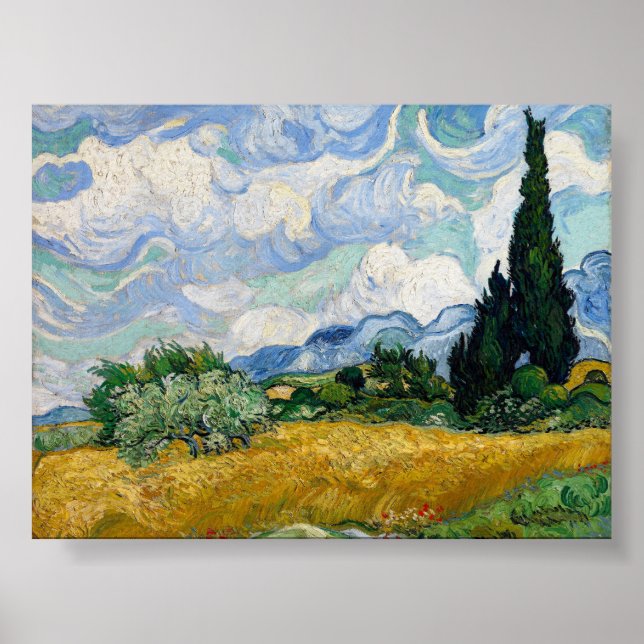 Van Gogh Wheat Field with Cypresses Poster (Front)