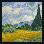 Van Gogh Wheat Field with Cypresses Poster<br><div class="desc">Beautiful artwork from 1889 by the famous painter Vincent Van Gogh,  one of my favourite artists from the impressionist period. This impressionism landscape art features tall green cypresses set against pretty swirling clouds above a wheat field.</div>