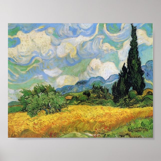 Van Gogh - Wheat Field with Cypresses Poster (Front)