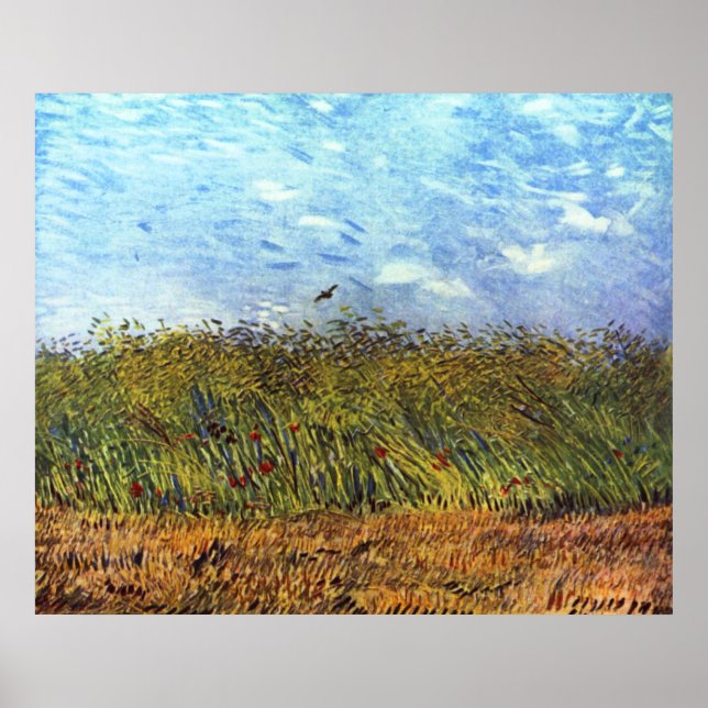 Van Gogh: Wheat Field with Poppies and Lark Poster (Front)