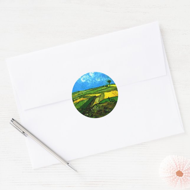 Van gogh - Wheat Fields at Auvers Classic Round Sticker (Envelope)