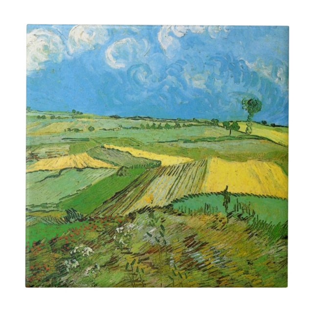 Van Gogh Wheat Fields at Auvers Under Clouded Sky Ceramic Tile (Front)
