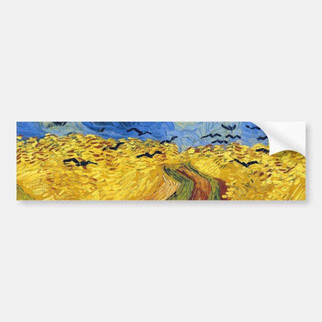 Van Gogh Wheat Fields impressionist Painting Bumper Sticker (Front)
