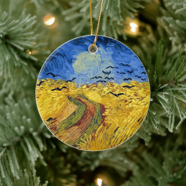 Van Gogh Wheat Fields impressionist Painting Ceramic Ornament (Tree)
