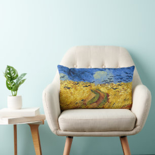 Van Gogh Wheat Fields impressionist Painting Lumbar Cushion