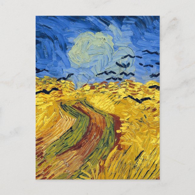 Van Gogh Wheat Fields impressionist Painting Postcard (Front)