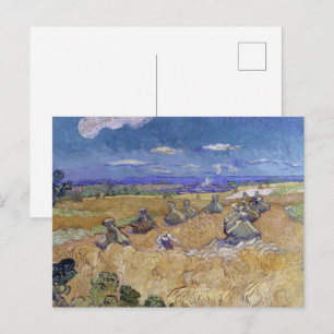 van Gogh Wheat Stacks with Reaper Yellow & Blue Postcard
