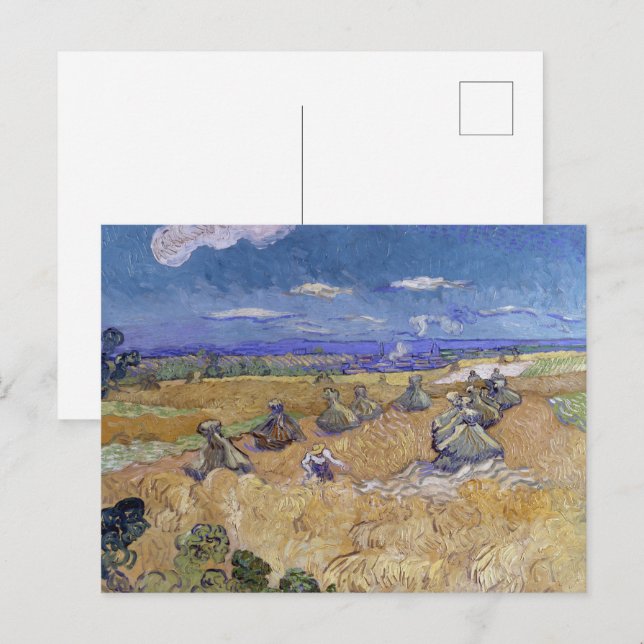 van Gogh Wheat Stacks with Reaper Yellow & Blue Postcard (Front/Back)