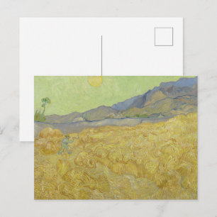 van Gogh Wheat Stacks with Reaper Yellow & Green Postcard