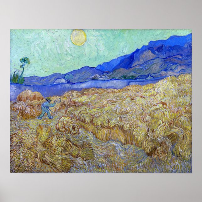 Van Gogh - Wheatfield With A Reaper Poster (Front)