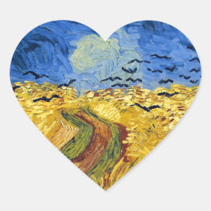Van Gogh Wheatfield with Crows Post Impressionist Heart Sticker