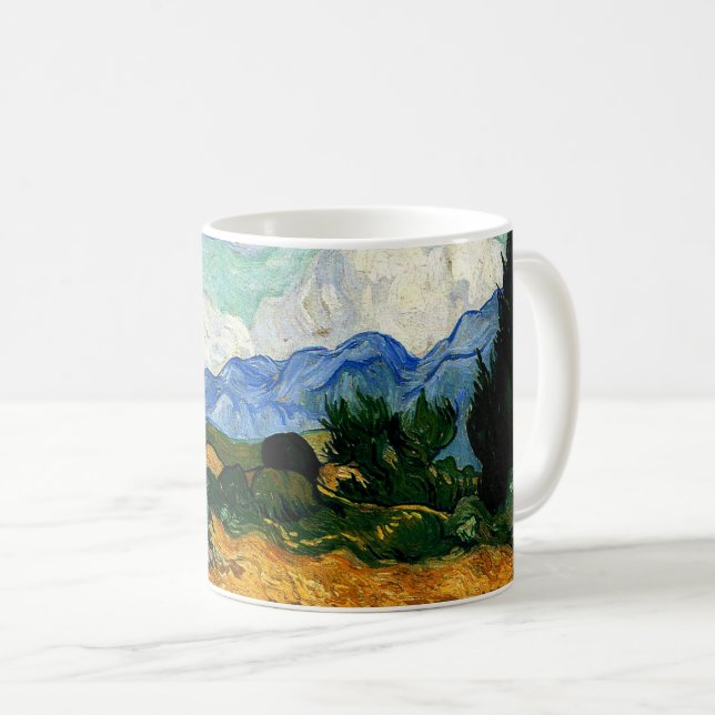 Van Gogh - Wheatfield with Cypress Tree Coffee Mug (Front Right)