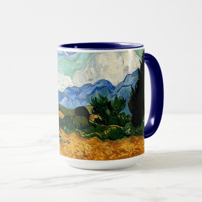 Van Gogh - Wheatfield with Cypress Tree Mug (Front Right)