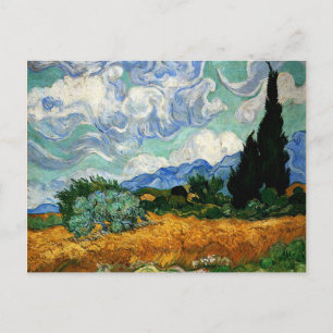 Van Gogh - Wheatfield with Cypress Tree Postcard