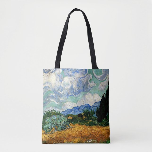 Van Gogh - Wheatfield with Cypress Tree Tote Bag (Front)