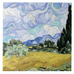 Van Gogh - Wheatfield with cypresses Ceramic Tile