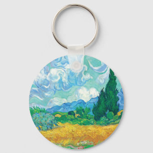 Van Gogh Wheatfield with Cypresses Key Ring