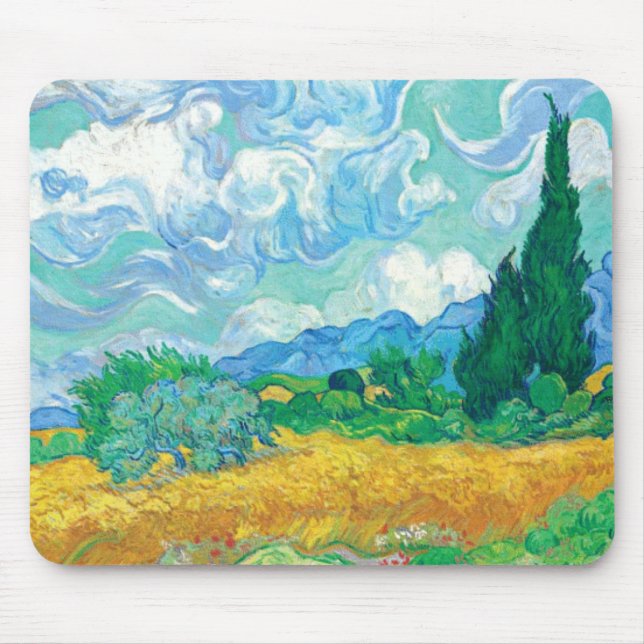 Van Gogh Wheatfield with Cypresses Mouse Pad (Front)