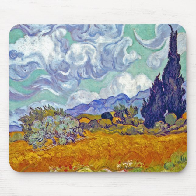 Van Gogh - Wheatfield With Cypresses Mouse Pad (Front)