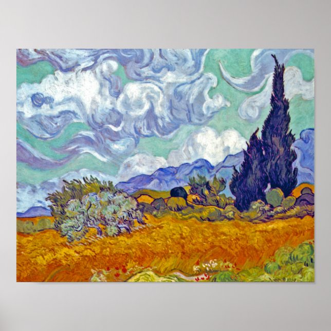 Van Gogh - Wheatfield With Cypresses Poster (Front)