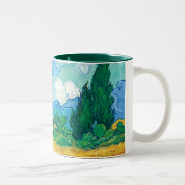 Van Gogh Wheatfield with Cypresses Two-Tone Coffee Mug (Right)