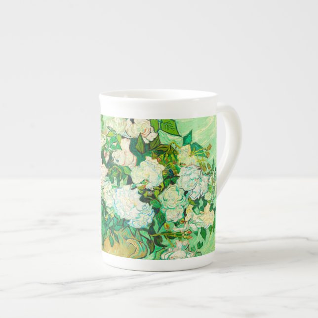 Van Gogh White Roses Bone China Mug (Front Right)