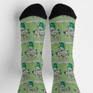 Van Gogh White Roses - Emerald Vase Floral Art Socks