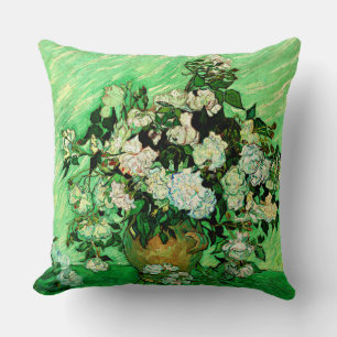 Van Gogh - White Roses, famous painting, Cushion