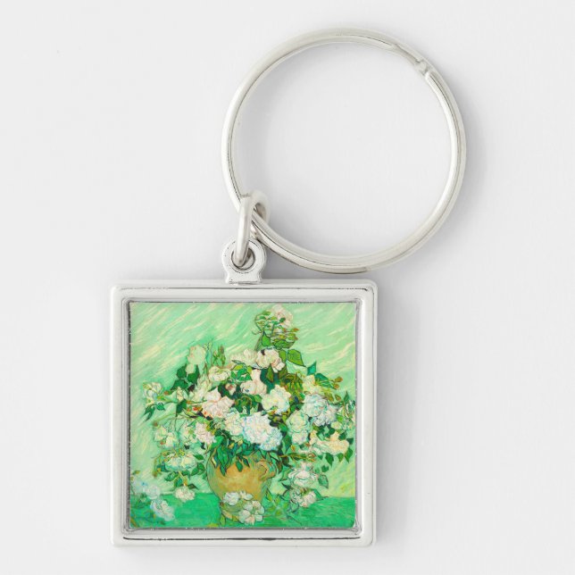 Van Gogh White Roses Key Ring (Front)