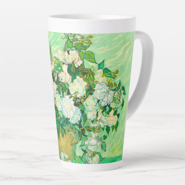 Van Gogh White Roses Latte Mug (Right Angle)