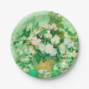 Van Gogh White Roses Paper Plate
