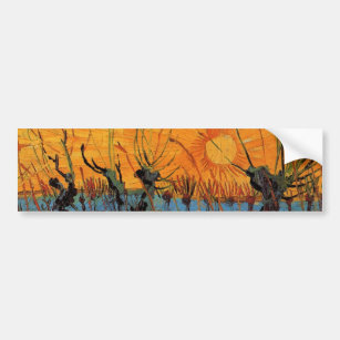 Van Gogh Willows at Sunset, Vintage Impressionism Bumper Sticker