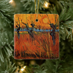Van Gogh Willows at Sunset, Vintage Impressionism Ceramic Tree Decoration
