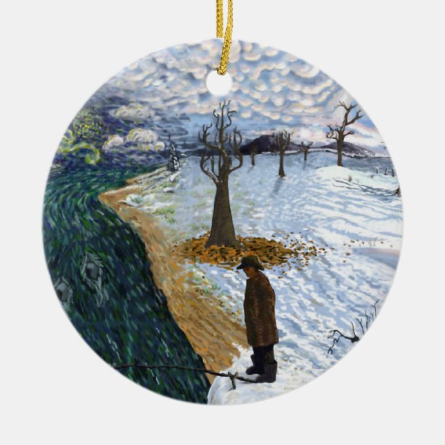 Van Gogh: Winter Landscape Ceramic Ornament (Front)