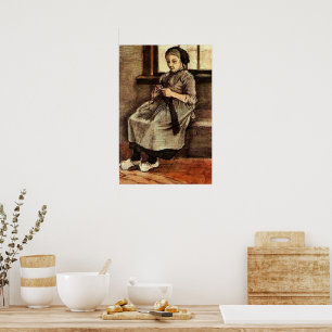 Van Gogh - Woman Mending Stockings, Poster