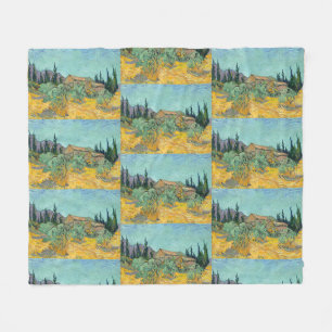 Van Gogh Wooden Sheds Yellow Landscape Art Fleece Blanket