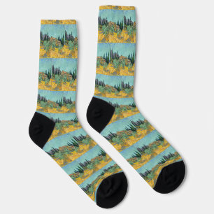 Van Gogh Wooden Sheds Yellow Landscape Art Socks