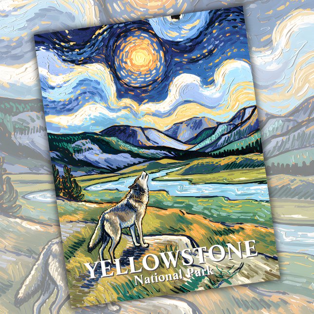Van Gogh Yellowstone National Park Wolf Howling Postcard (Van Gogh Yellowstone National Park Wolf Howling Postcard)