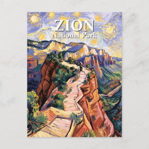 Van Gogh Zion Angels Landing Hiking Trail Custom Postcard