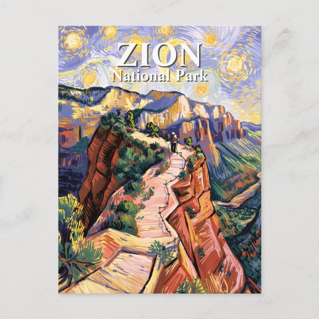 Van Gogh Zion Angels Landing Hiking Trail Custom Postcard (Front)