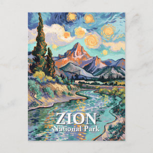 Van Gogh Zion Watchman Virgin River Sunset Custom Postcard