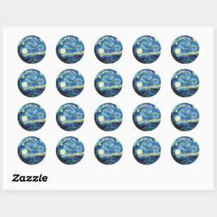 Van Gogh's artwork, Starry Night, Classic Round Sticker