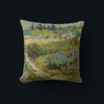 Van Gogh's Classic Painting Garden in Arles Cushion<br><div class="desc">Vincent van Gogh's "Garden at Arles" is a vivid depiction of a tranquil, sun-drenched garden in the southern French town of Arles, painted during the artist's time there in the late 1880s. The scene captures a vibrant mix of colours, with rich greens of the foliage, bright yellows, and purples of...</div>