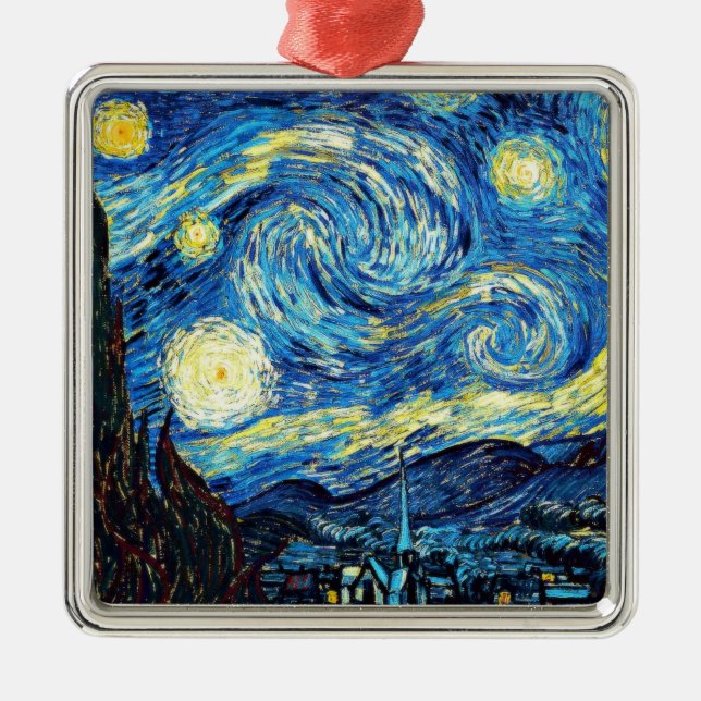 Van Gogh's famous painting, Starry Night Metal Ornament (Front)