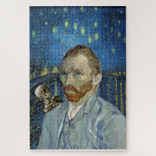 Van Gogh's Famous Paiting Skeleton Portrait Starry Jigsaw Puzzle
