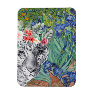 Van Gogh's Irises and Fancy Leopard Magnet