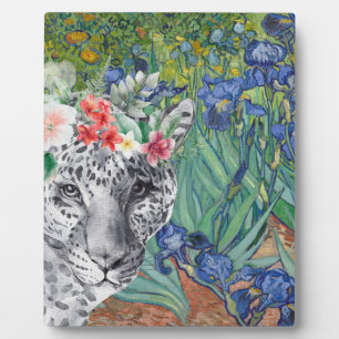 Van Gogh's Irises and Fancy Leopard Plaque