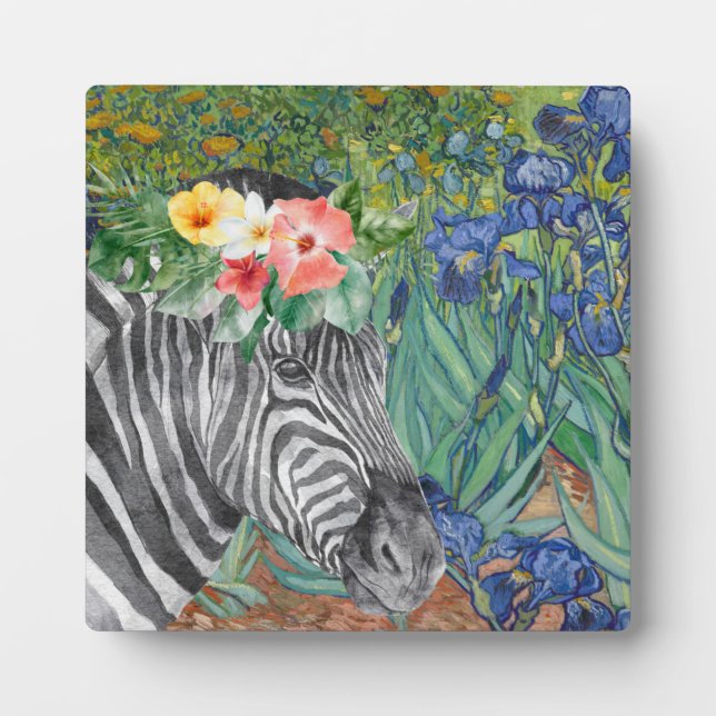 Van Gogh's Irises and Fancy Zebra Plaque (Front)