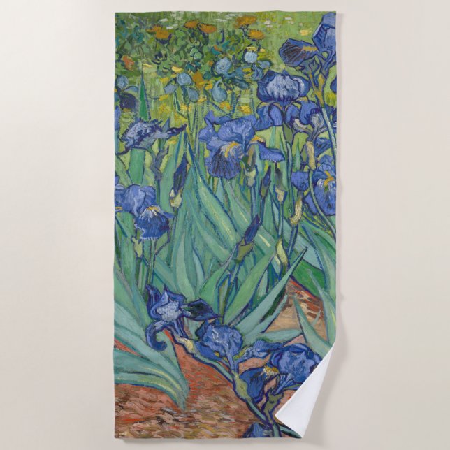 Van Gogh's Irises Beach Towel (Front)