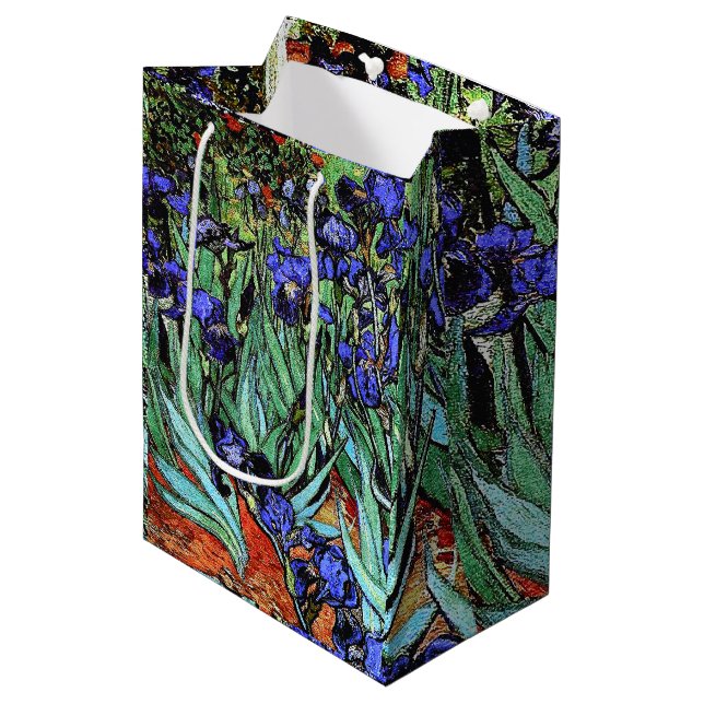 Van Goghs Irises Flowers Floral Gift Bag (Front Angled)